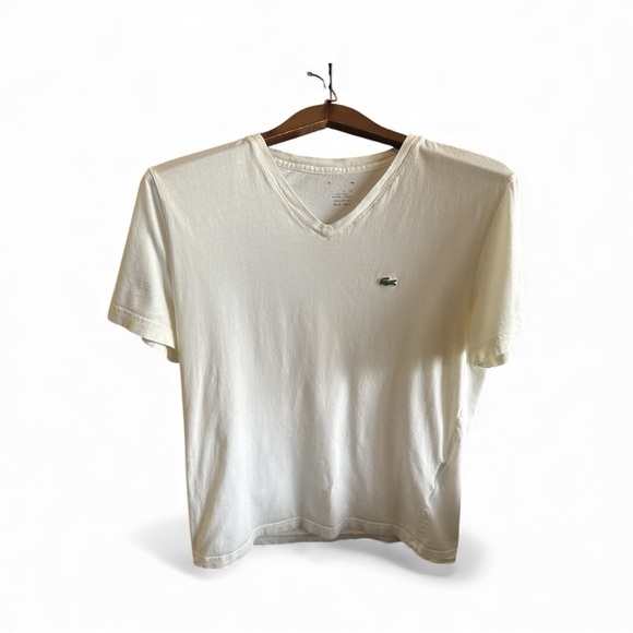 Lacoste Other - Lacoste Men's Size Large Short Sleeve White V Neck Casual Tee Preppy T-Shirt